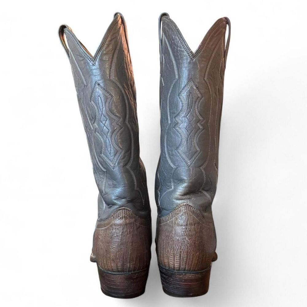 J. Chisholm Men’s Western Boots Size 9 D Gray Brown Lizard Cowboy Boots USA - Picture 6 of 7